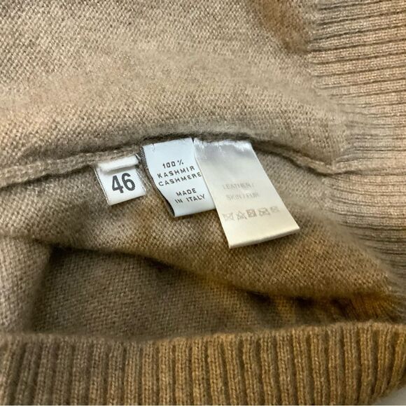 - Hadleigh’s Cardigan crewneck knit 100% cashmere Brown white size 46 - Picture 8 of 9